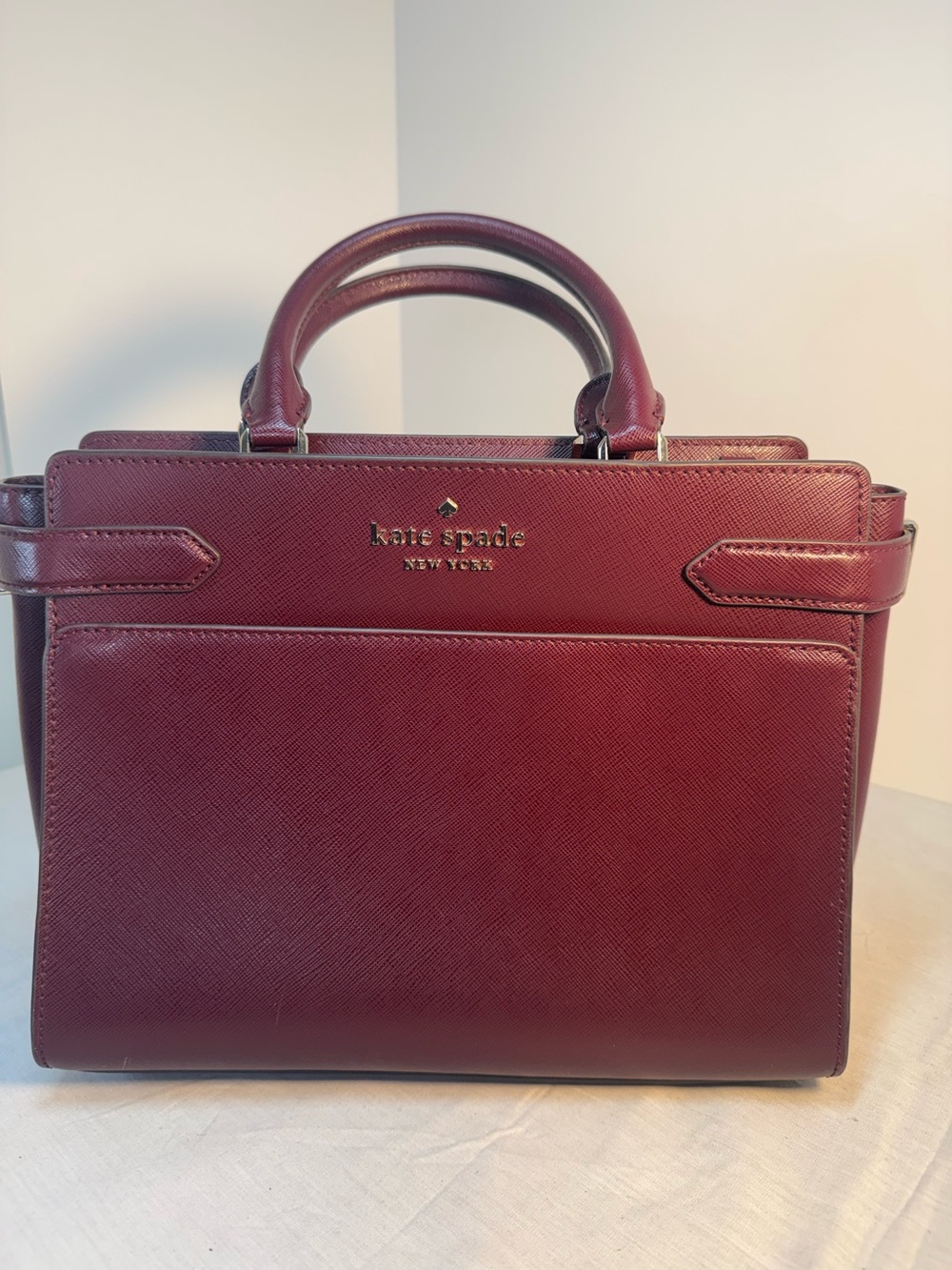 kate spade Burgundy Leather Structured Top-Handle Satchel